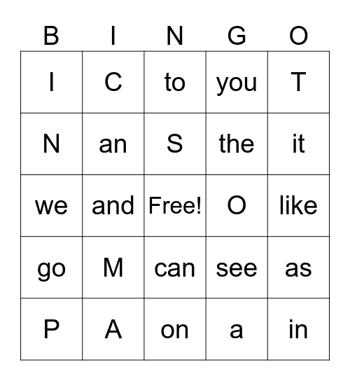 Kinder BINGO Card