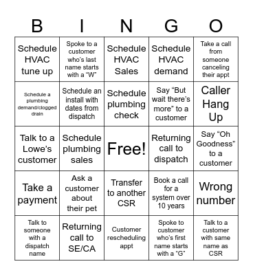 Holiday Spirit Week Bingo Card