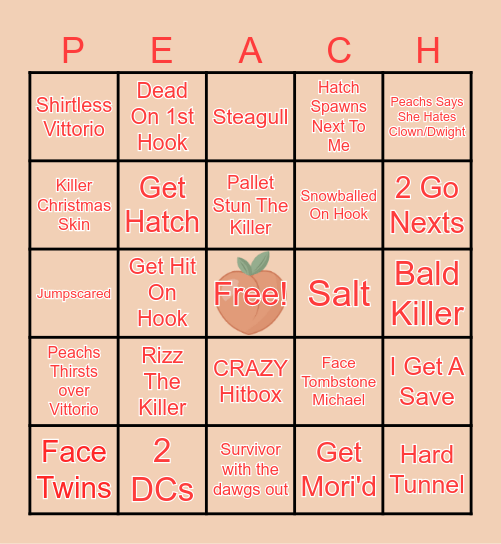 🍑🔪Peach's Survivor Bingo🔪🍑 Bingo Card