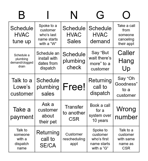 Holiday Spirit Week Bingo Card