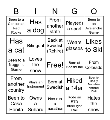 Get to Know You BINGO Card