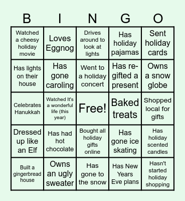 Holiday Bingo Card
