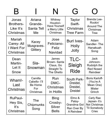 Total Quiz presents Radio Bingo: Holiday Pop Music Bingo Card