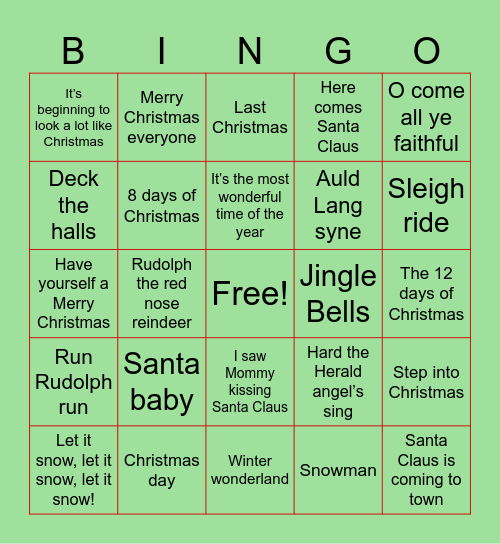 Christmas tuuuunnnneess! Bingo Card