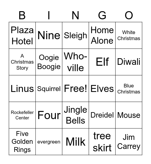 Holiday BINGO Card