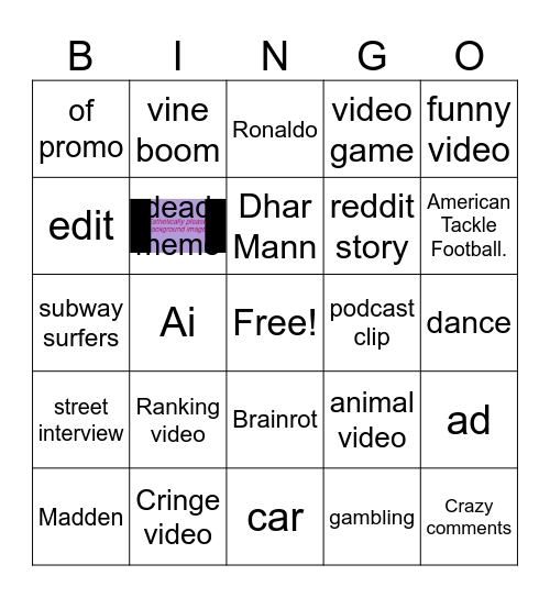 Tikky tokky bingo Card