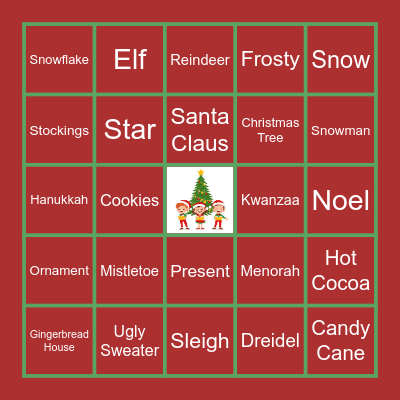 Virtual Holiday Bingo Card