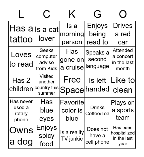 Dragon Bingo Card