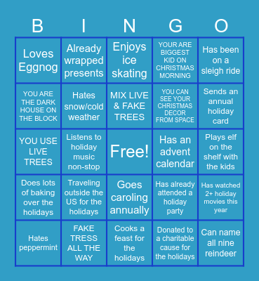 Jingle Mingle BINGO! Bingo Card