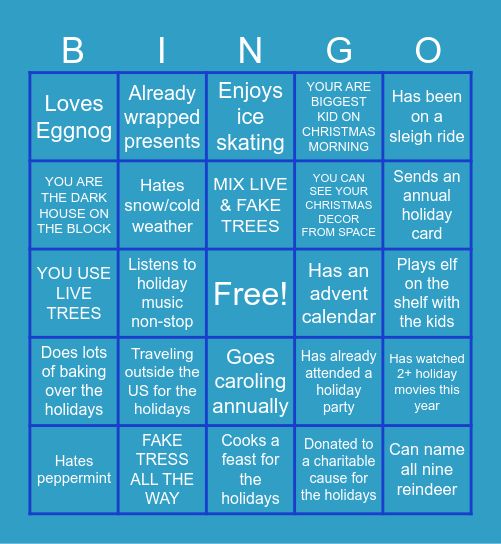 Jingle Mingle BINGO! Bingo Card