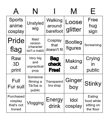 G-Anime 2025 Bingo Card