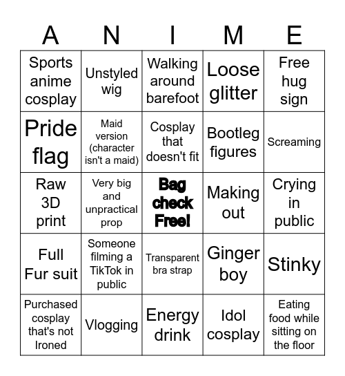 G-Anime 2025 Bingo Card