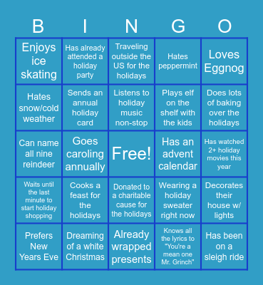 Jingle Mingle BINGO! Bingo Card