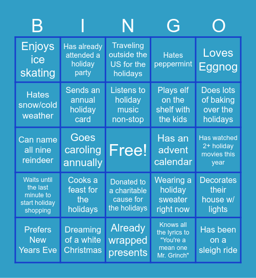 Jingle Mingle BINGO! Bingo Card