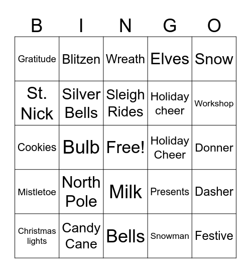 Christmas Bingo Card