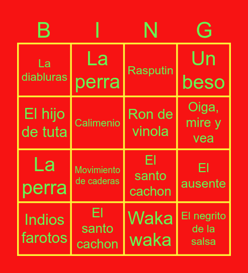 tu bingo de confianza Bingo Card