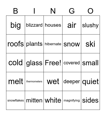 Snow Is Falling! Bingo Card