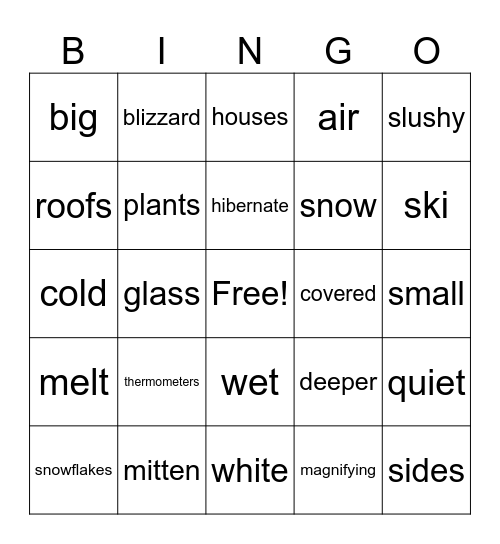 Snow Is Falling! Bingo Card