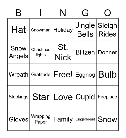 Christmas Bingo Card