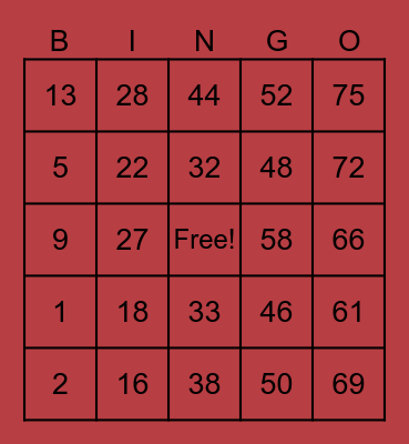 QQE Christmas Bingo Card