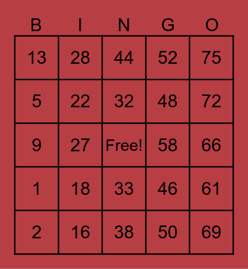 QQE Christmas Bingo Card