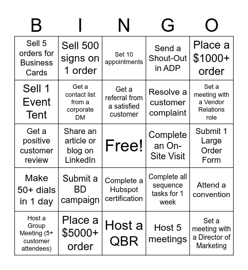 EAS Bingo Card