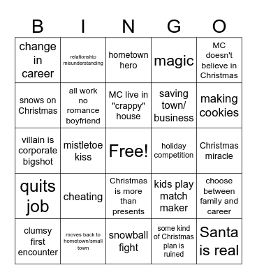 Christmas Movie Bingo Card