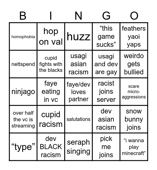 Pushin 20 bingo Card