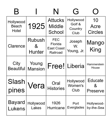 Hollywood Heroes Bingo Card