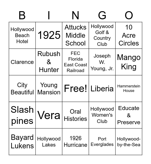 Hollywood Heroes Bingo Card