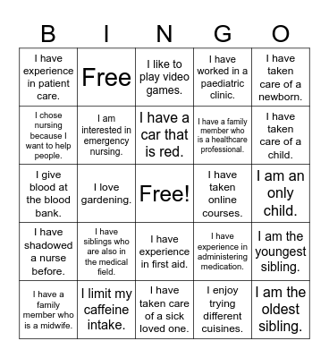 NRS160 Bingo Card