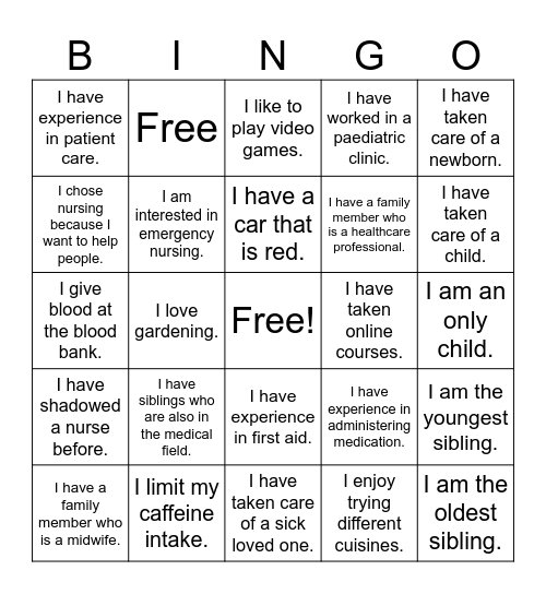 NRS160 Bingo Card