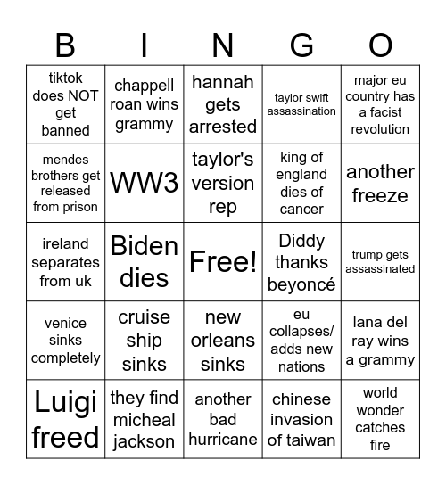 2025 bingo Card