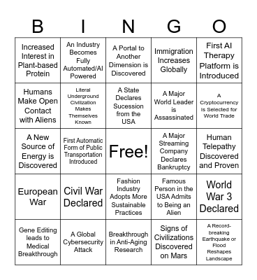 Joe's 2025 Bingo Card Bingo Card