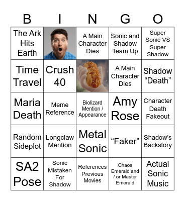 Sonic the Hedgehog 3 Bingo Card