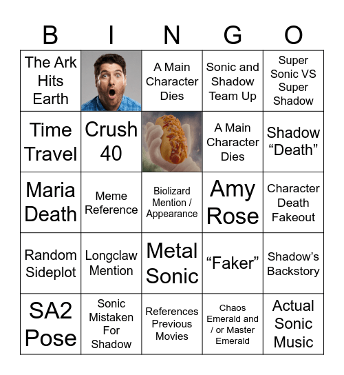 Sonic the Hedgehog 3 Bingo Card