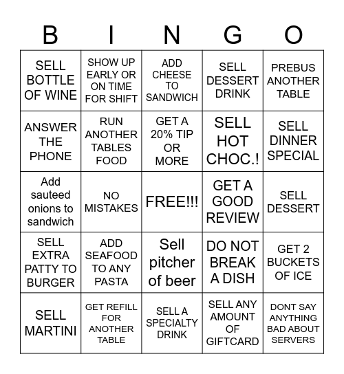 SERVER BINGO Card