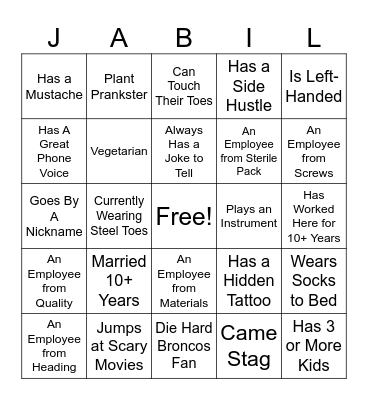 Scavenger Hunt Bingo Card