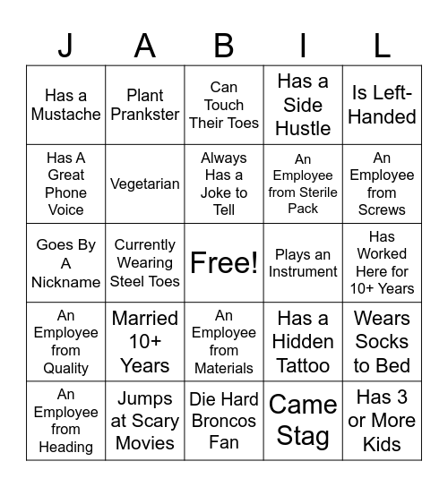 Scavenger Hunt Bingo Card