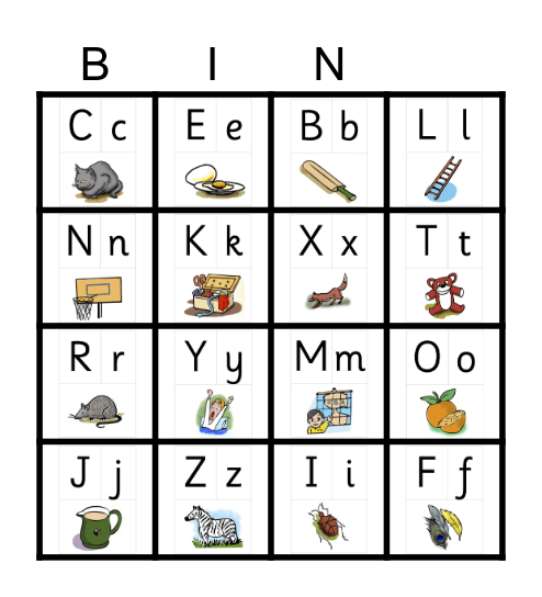 Phonics Bingo Card