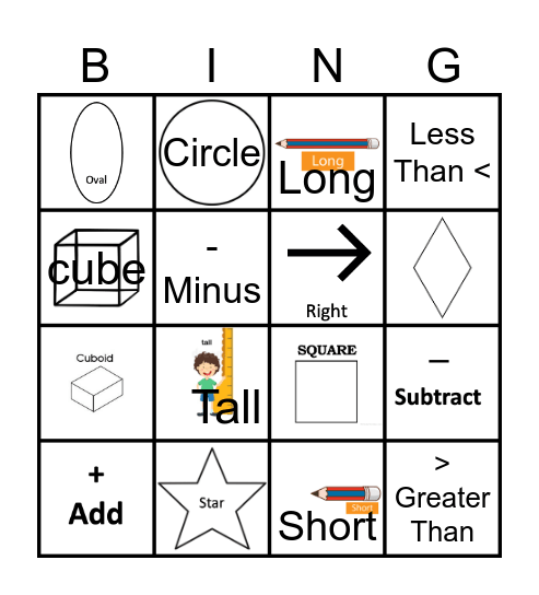 All About Shapes Bingo Card