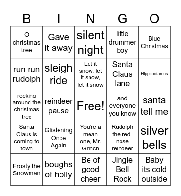 Christmas Music Bingo Card