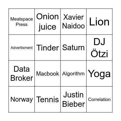 Made To Measure Bingo Card