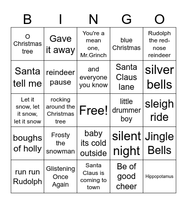 Christmas Music Bingo Card