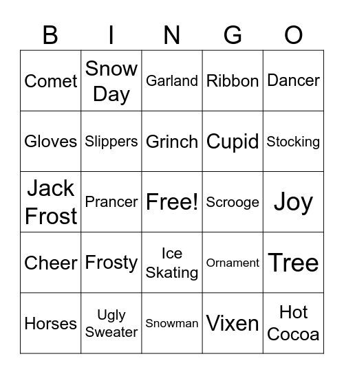 Winter Bingo Card