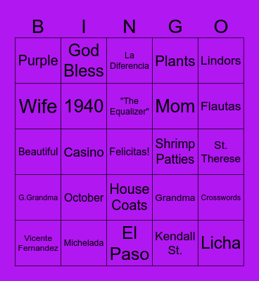 Celebration of a life well lived Bingo Card