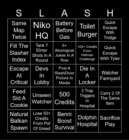 Slashco Bingo Card
