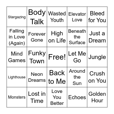 2024 Hits Bingo Card