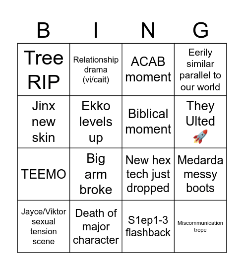 Arcane Season 2 Bingo Card