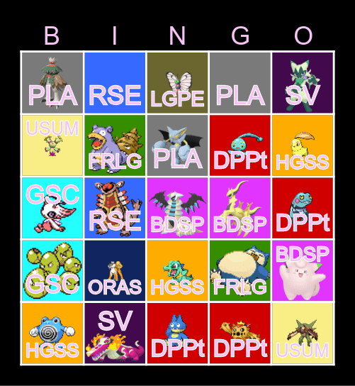 Vision 2025 Shiny Hunting Bingo Card